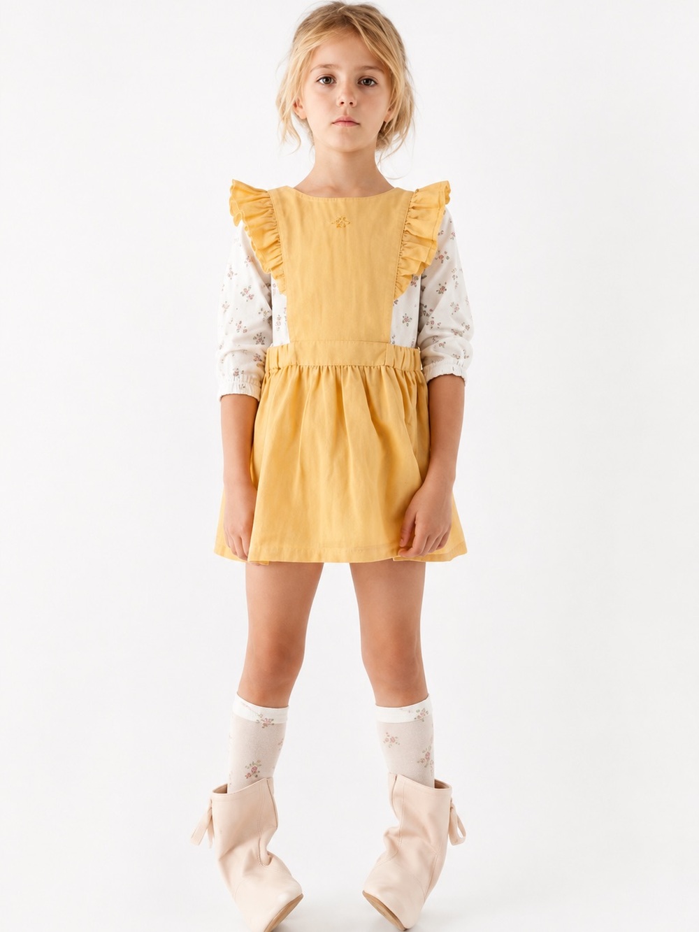 Tocoto Vintage NWT Cotton Linen Pinafore Dress Saffron Photography Girls 8